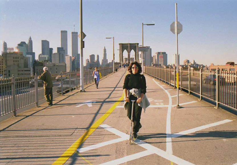 MY_WTC #10 | Marion 2000 | riding scooter across Brooklyn Bridge