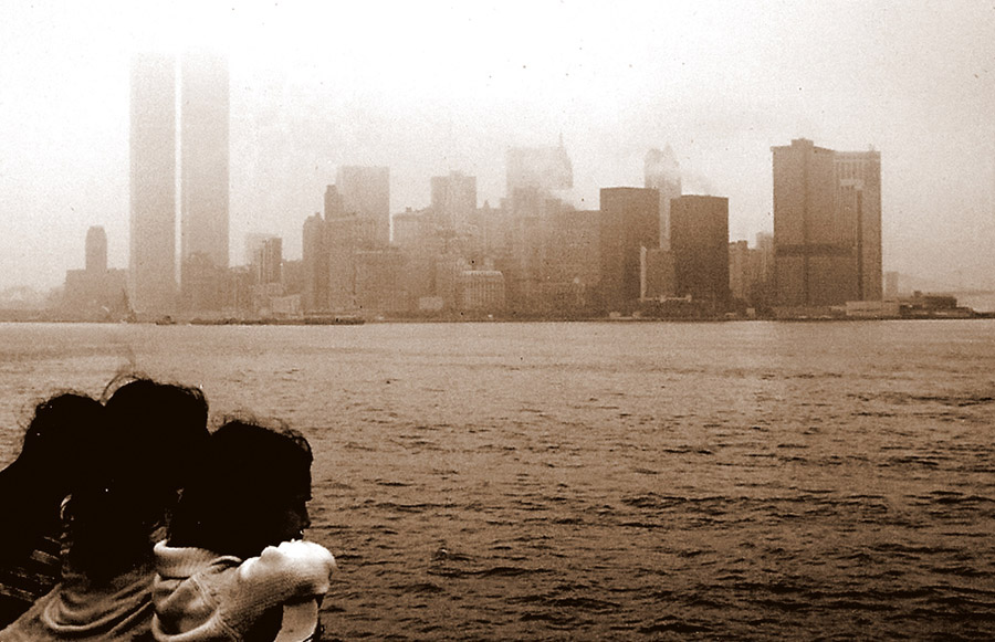MY_WTC #417 | Valerie circa 1972 | Twin Towers from the Staten Island ferry